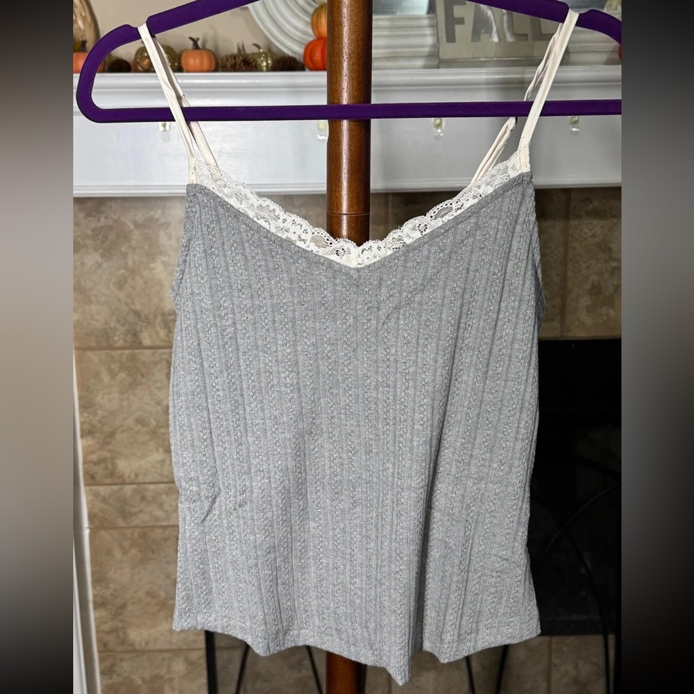 Blu Pepper Gray Chemise with Lace Trim